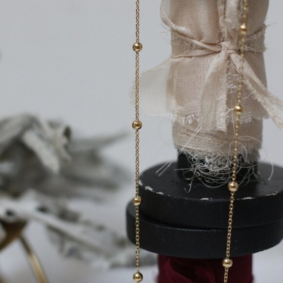 18K Gold Plated Diamond Drop Link Chain Necklace - Picture 5 of 10